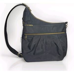 Travelon Anti-theft Signature Crossbody Nylon Black Bag Purse With 4 Compartment